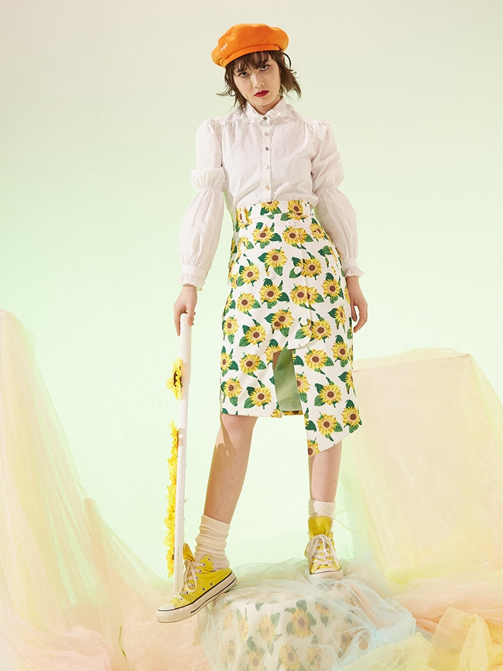 Sunflower Retro Asymmetric IRREGULAR SKIRT