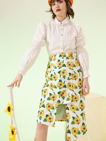 Sunflower Retro Asymmetric IRREGULAR SKIRT