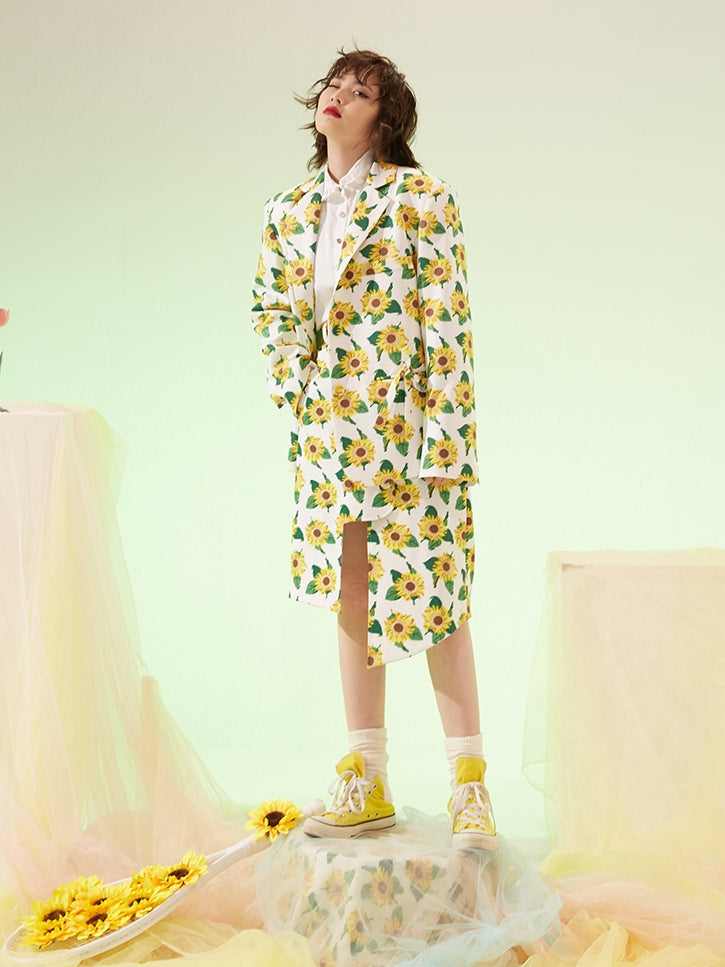 Sunflower Retro Asymmetric Irregular Skirt