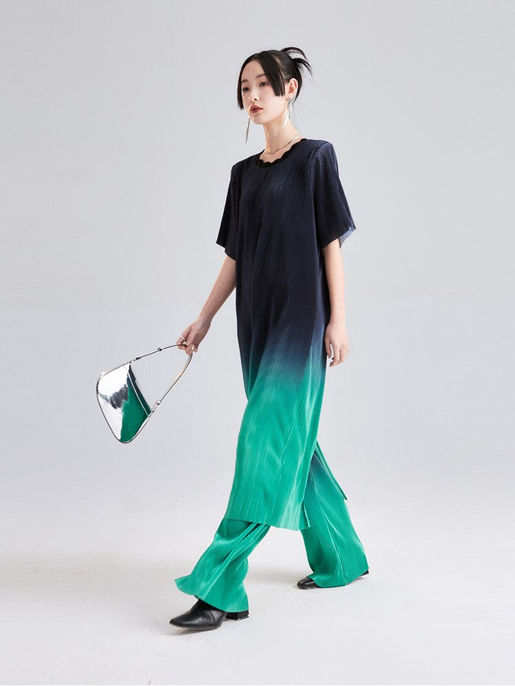 Niche Gradation Pleated Wide-Leg Pants