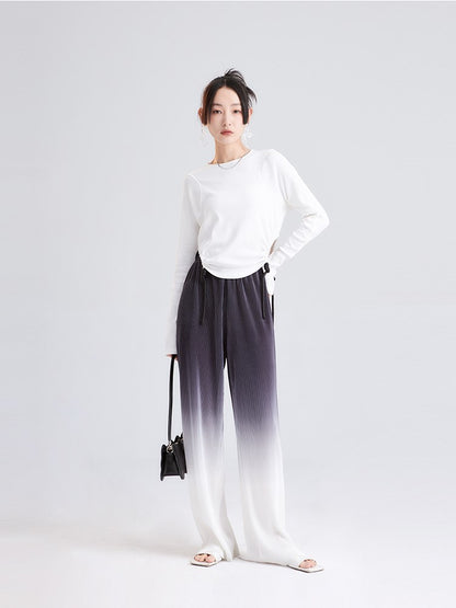 Niche Gradation Pleated Wide-Leg Pants