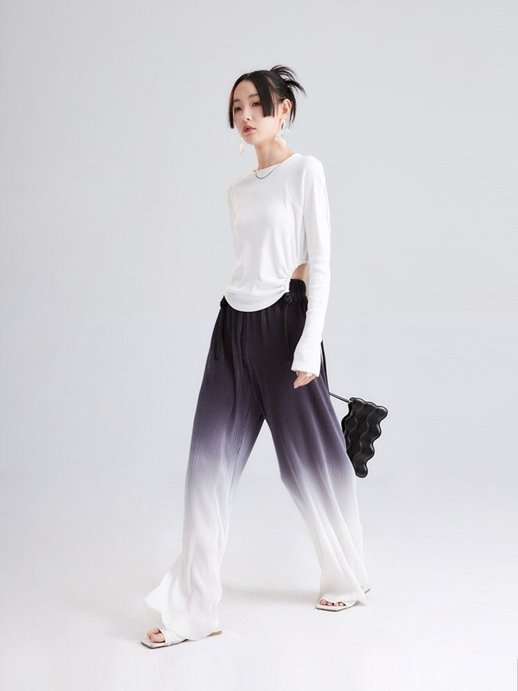 Niche Gradation Pleated Wide-leg Pants