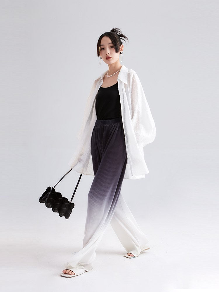 Niche Gradation Pleated Wide-Leg Pants