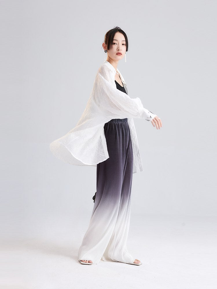 Niche Gradation Pleated Wide-Leg Pants