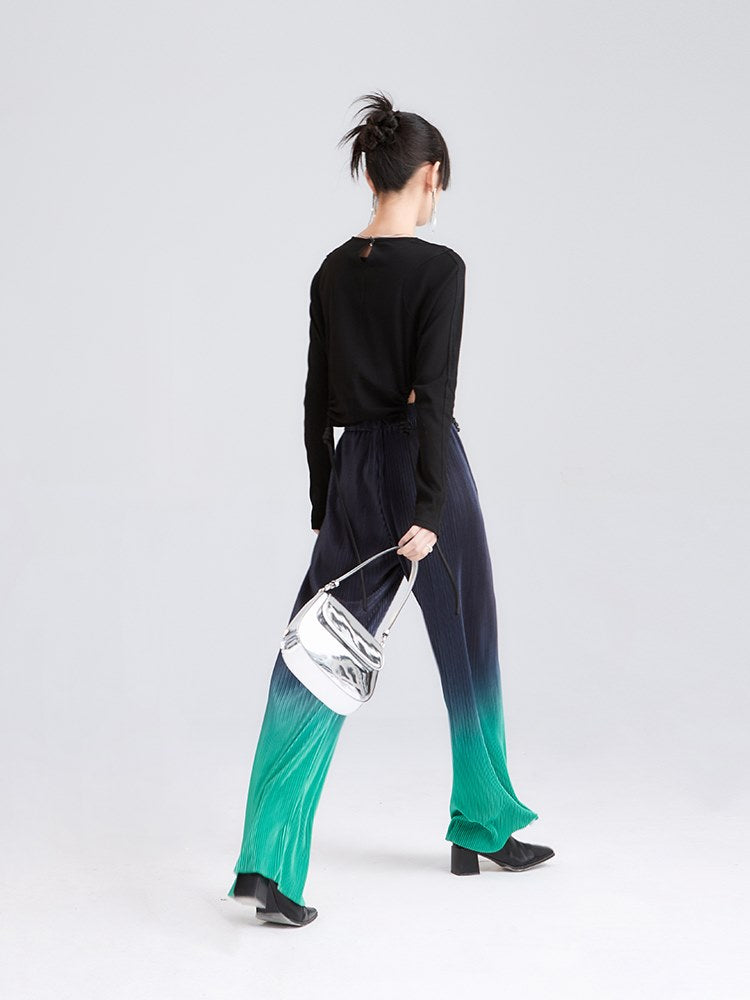 Niche Gradation Pleated Wide-Leg Pants