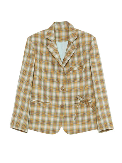 Plaid lose Retro Blazerjacke