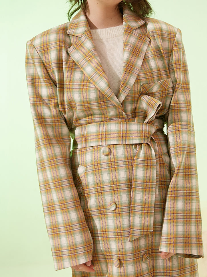 Plaid lose Retro Blazerjacke