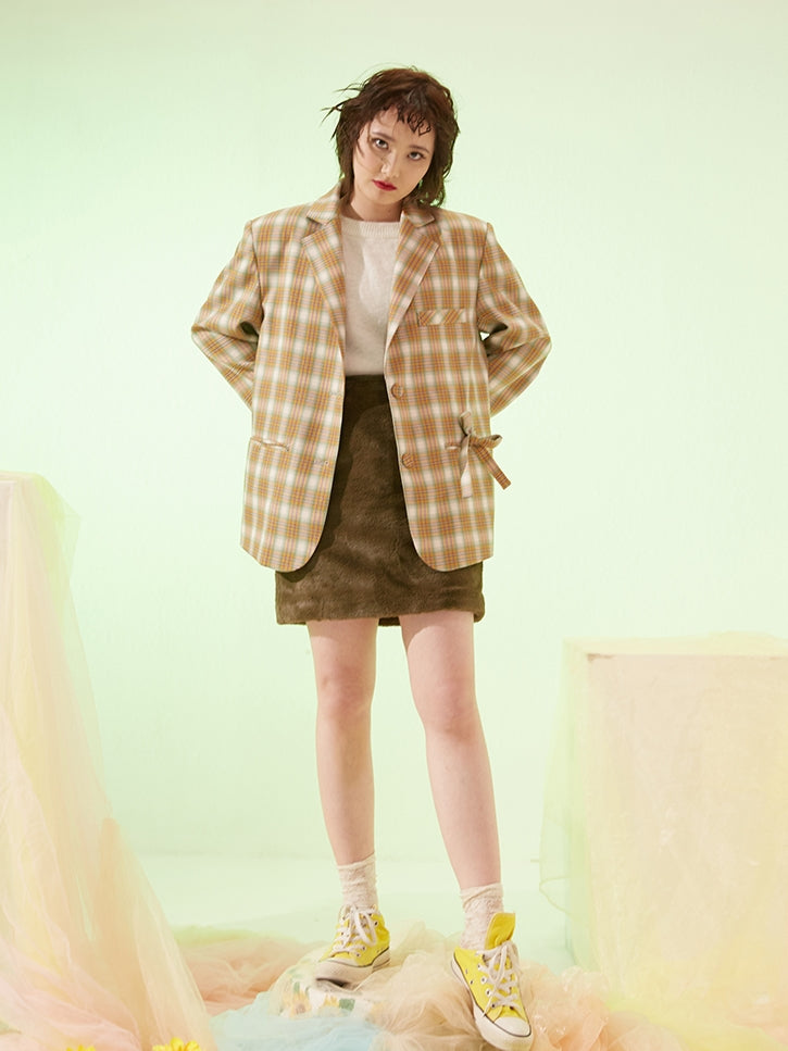 Plaid lose Retro Blazerjacke