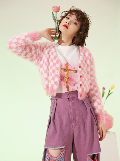 Strawberry Knit Sweater Short Cardigan