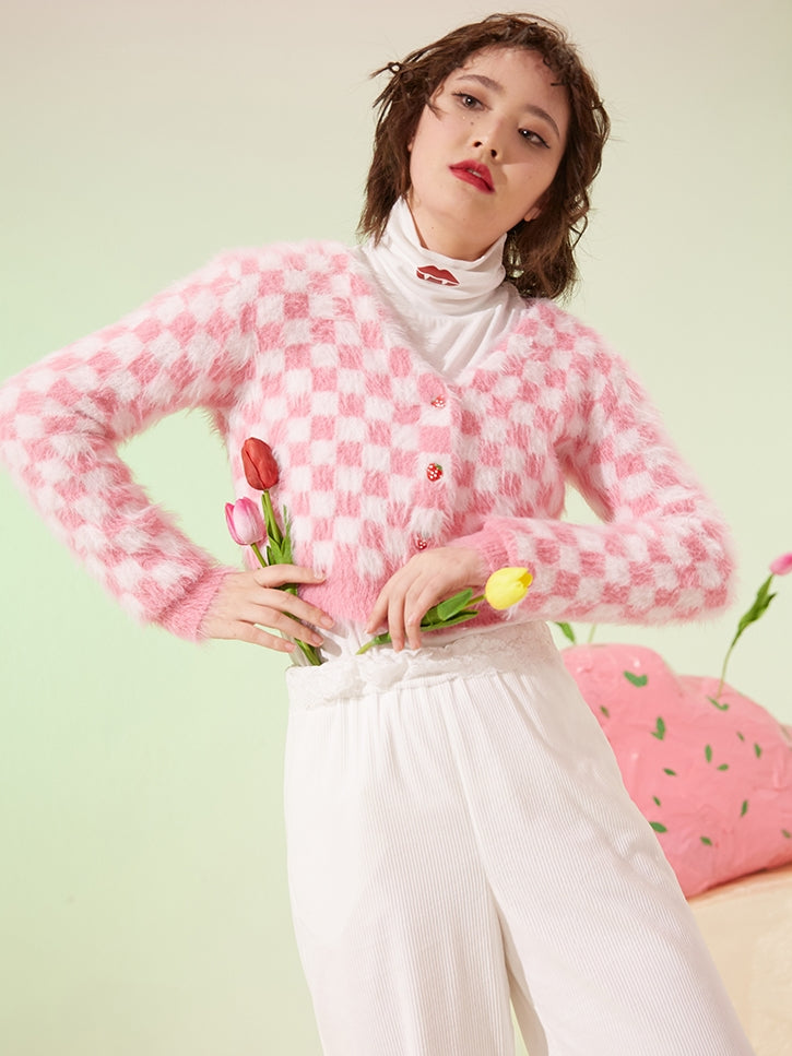 Strawberry Knit Sweater Short Cardigan