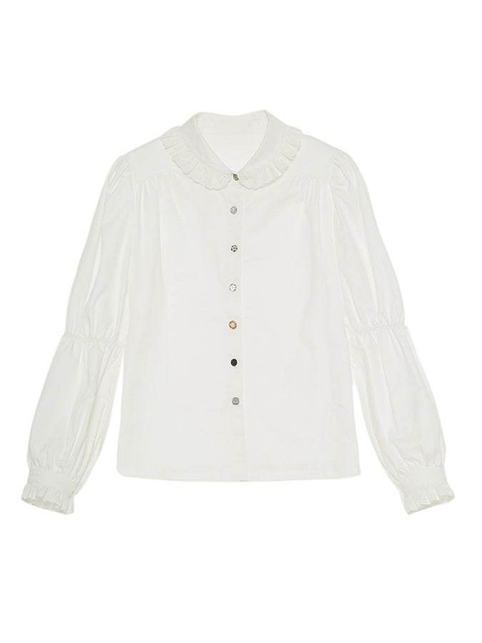 Lace Puff-Sleepes Frill Blouse