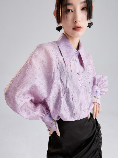 Niche Embroidered Loose Shirt