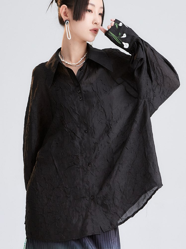 Niche EMBROIDERED LOOSE SHIRT