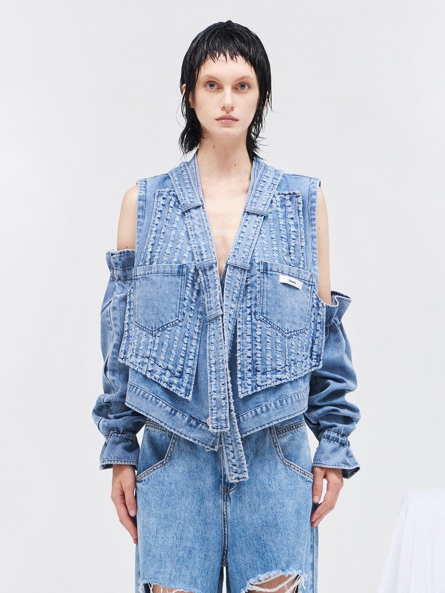 Tops à épaules ouvertes en denim Nichi