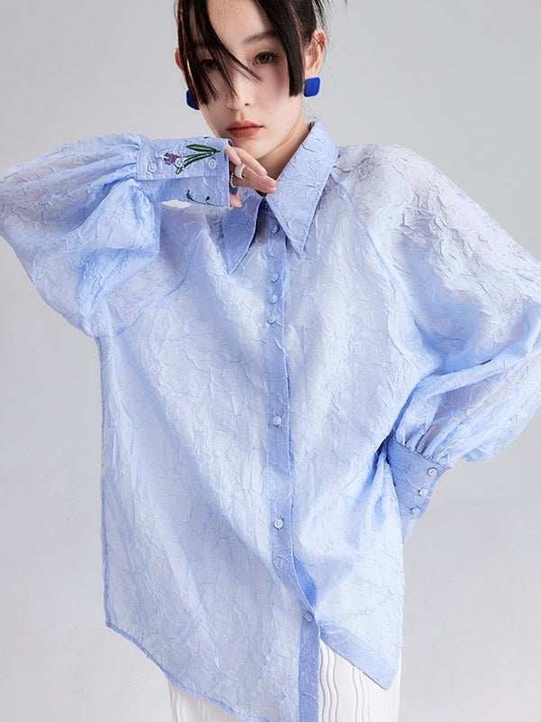 Niche Embroidered Loose Shirt