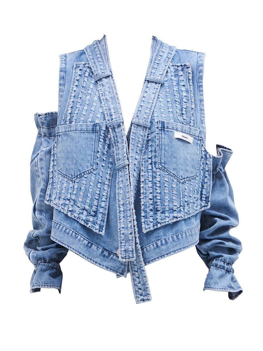 Tops à épaules ouvertes en denim Nichi