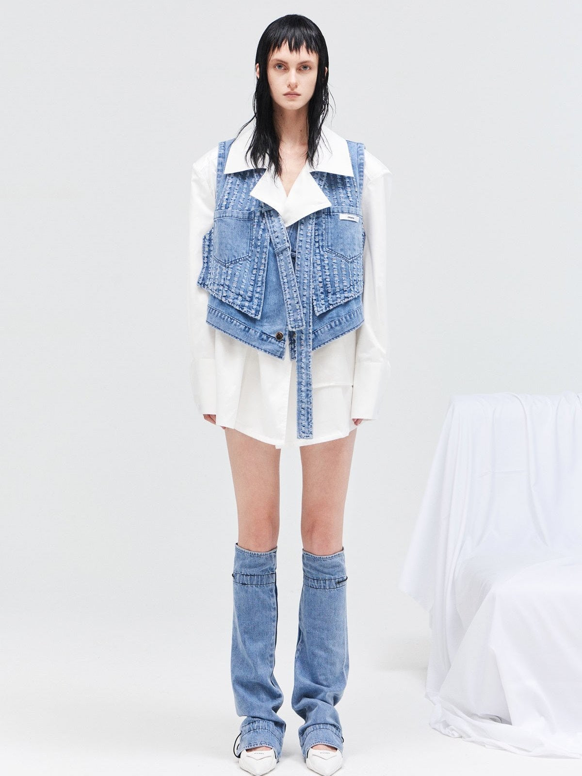 Denim Nichi Open-shoulder Tops