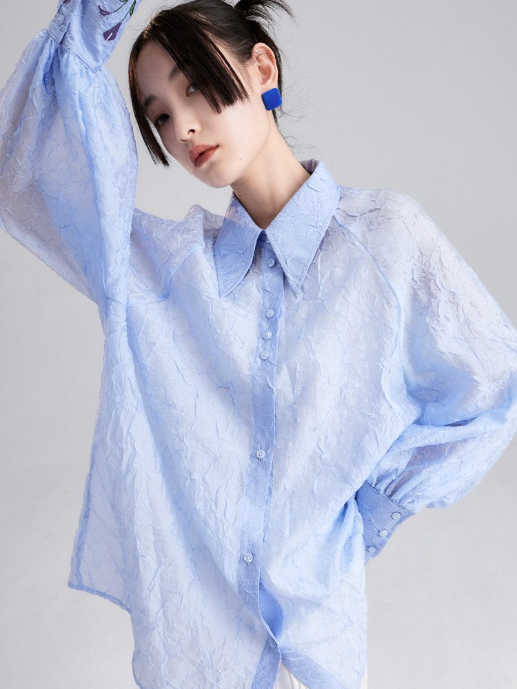 Niche Embroidered Loose Shirt