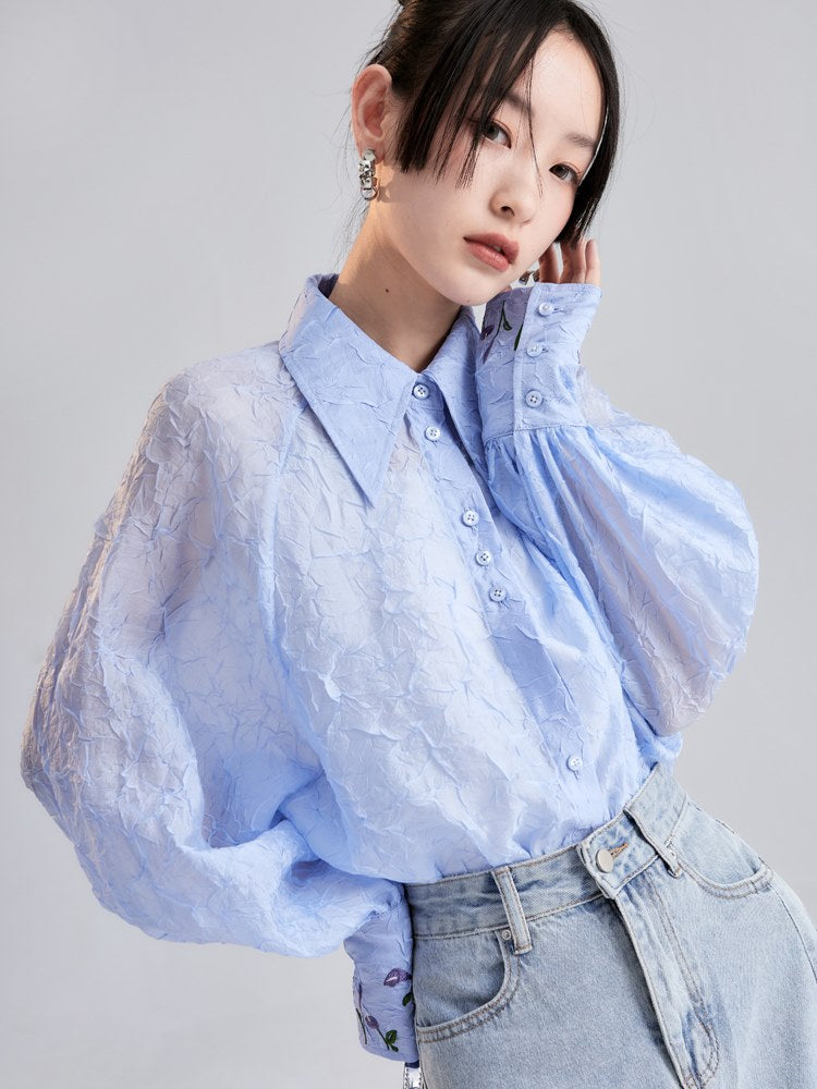 Niche Embroidered Loose Shirt