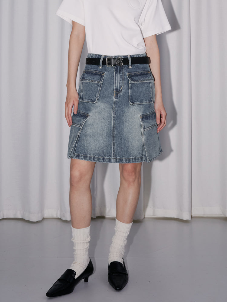 Denim Short Casual Pocket Skirt