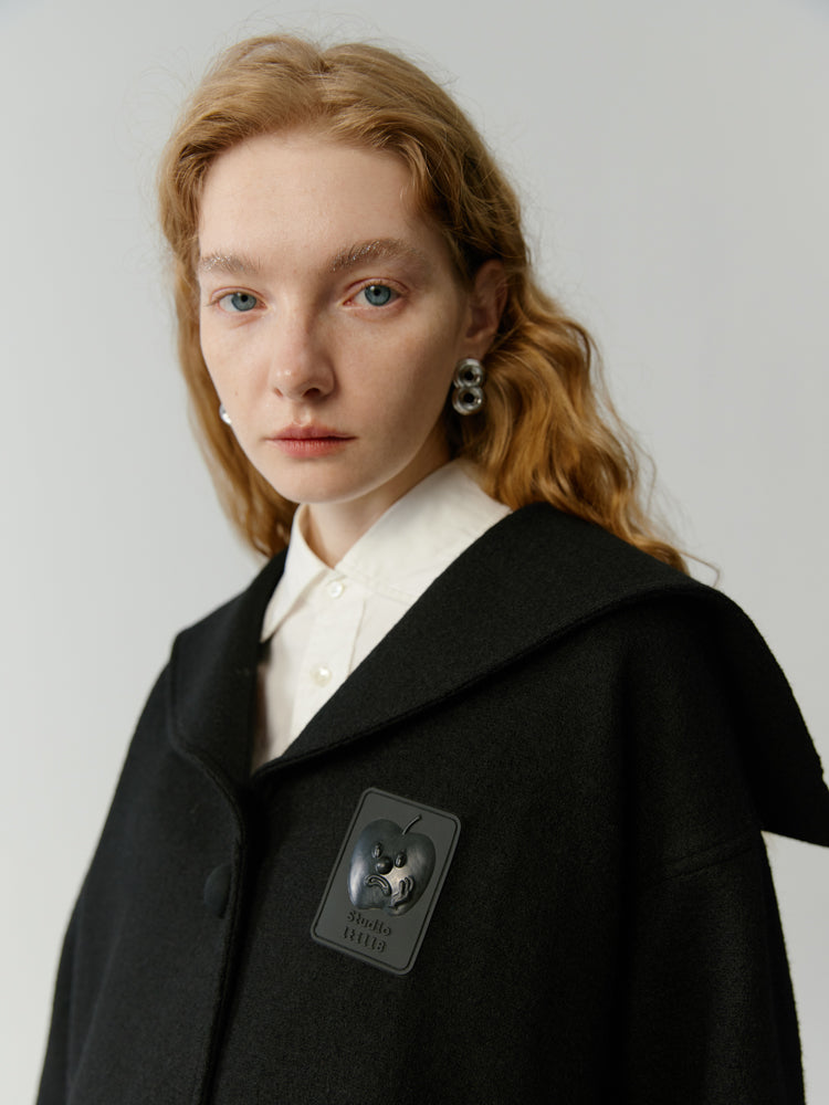 Sailor-Collar Long College Coat