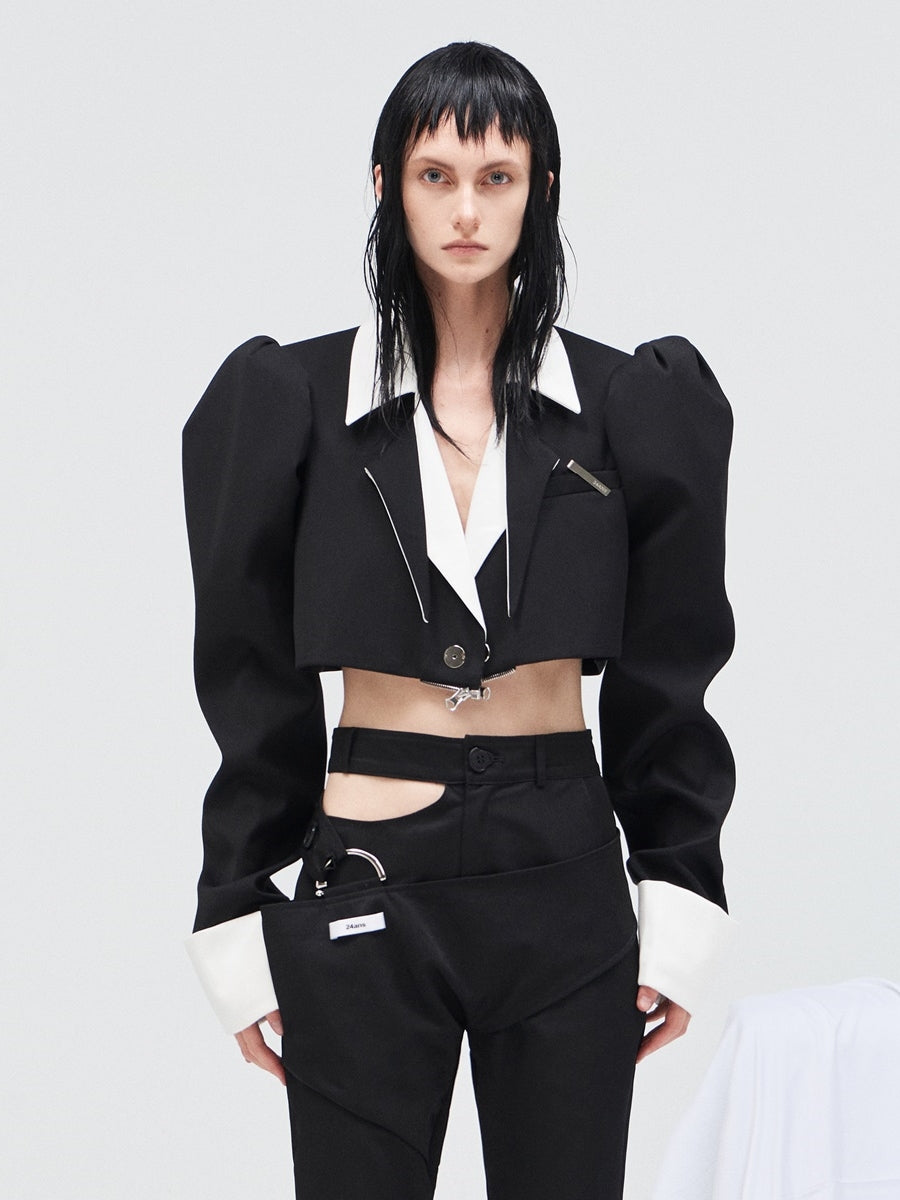 Power-shoulder Monotone Cool Nichi Jacket One-piece