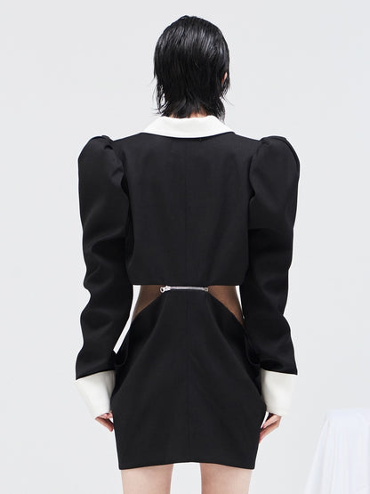 Power-shoulder Monotone Cool Nichi Jacket One-piece