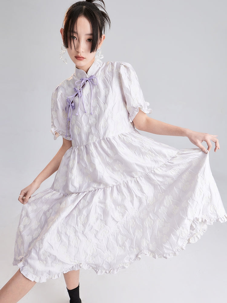 Lace CHINA EMBROIDERY TIERED ONE-PIECE