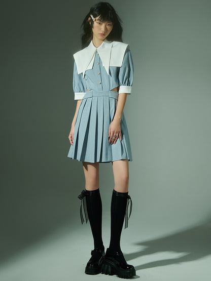 Side-Cut Double-Collar PLEATS ONE-PIECE