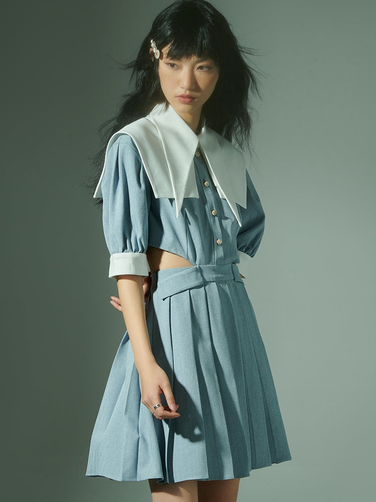 Side-Cut Double-Collar PLEATS ONE-PIECE