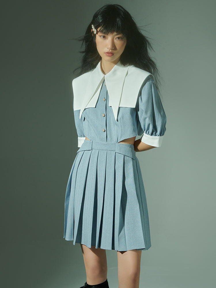 Side-Cut Double-Collar PLEATS ONE-PIECE