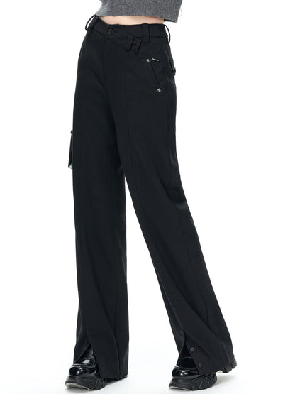 Slit Casual Straight Pants