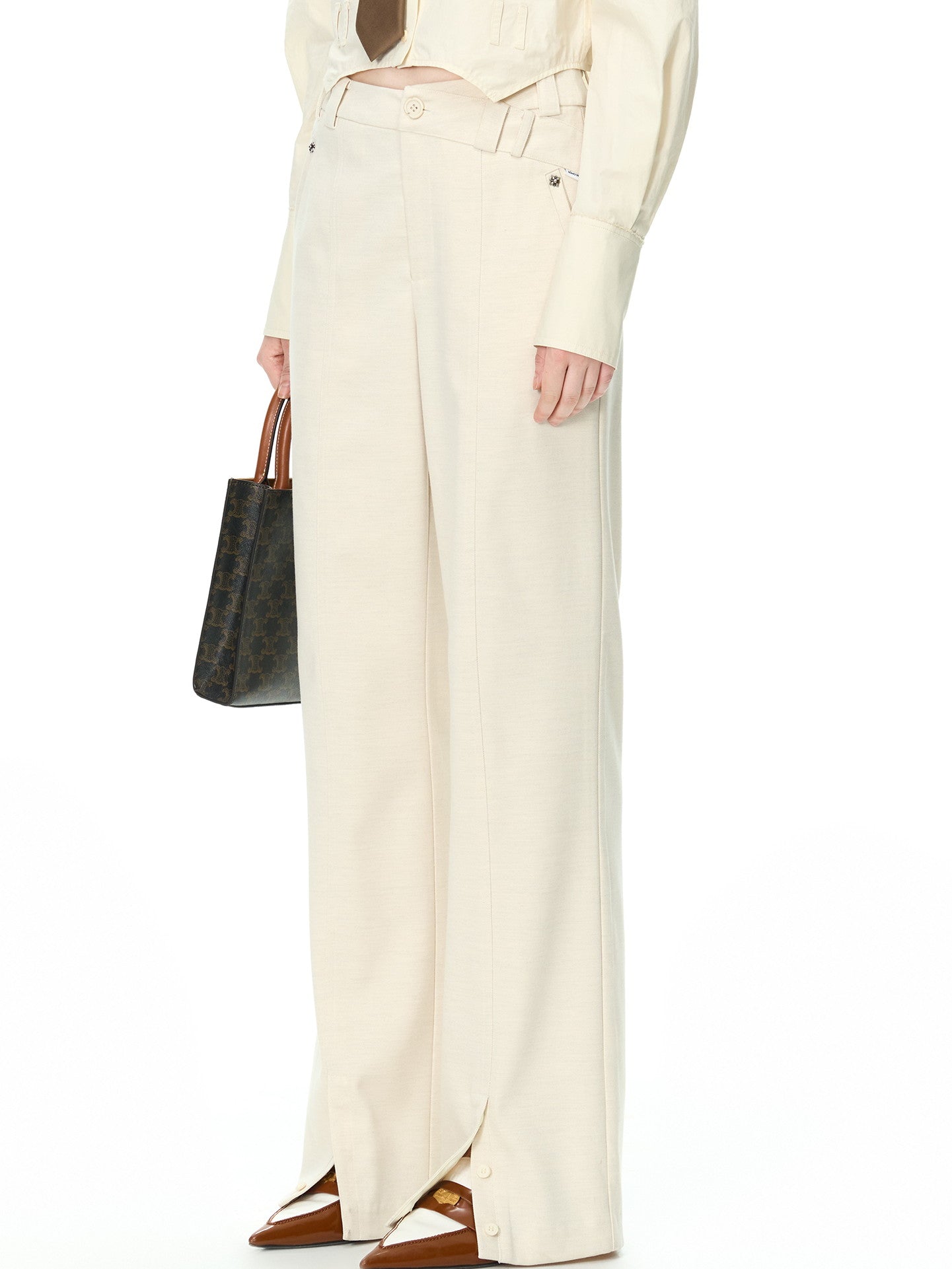 Slit Casual Straight Pants