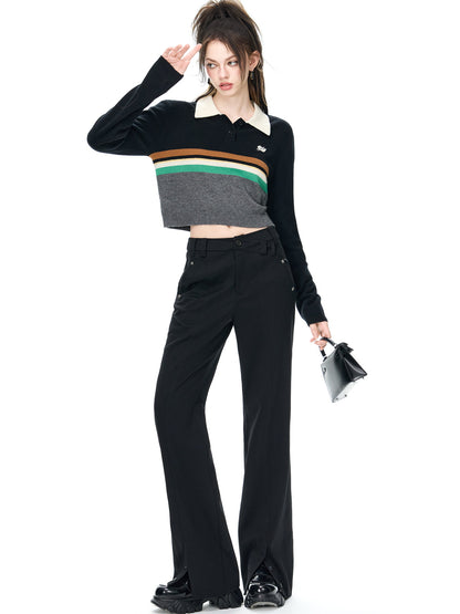 Slit Casual Straight Pants