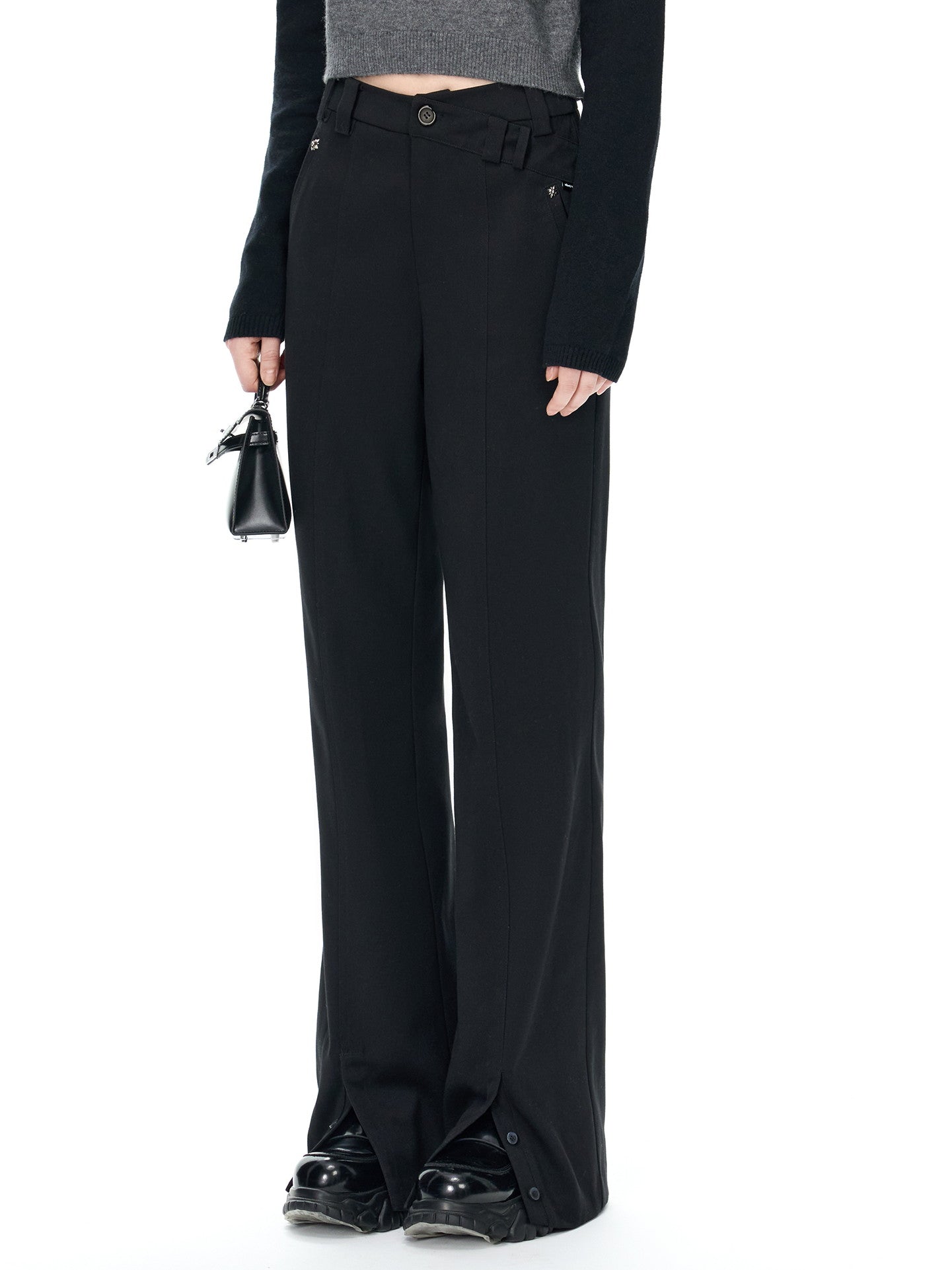 Slit Casual Straight Pants