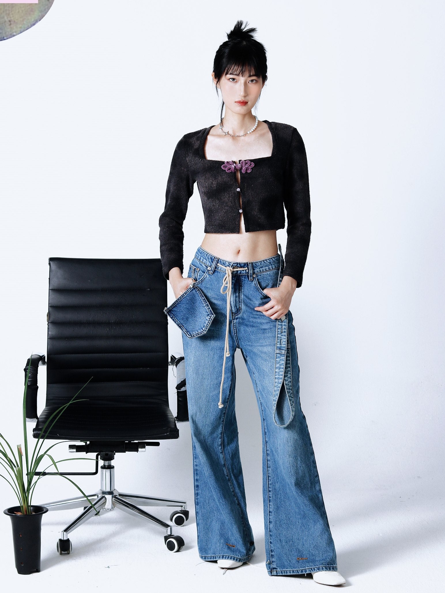 Retro Cropped Fluffy Strick