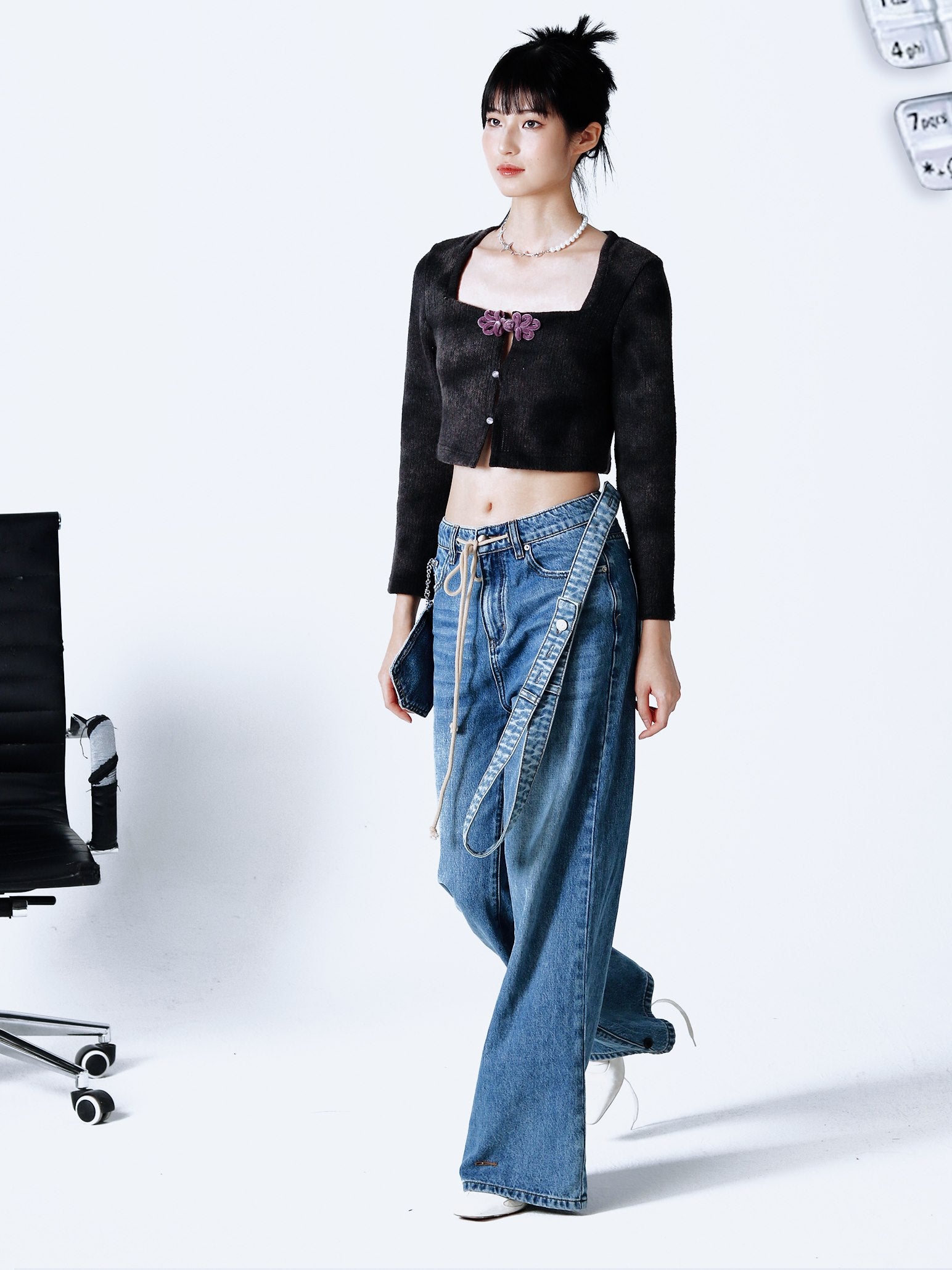 Retro Cropped Fluffy Strick