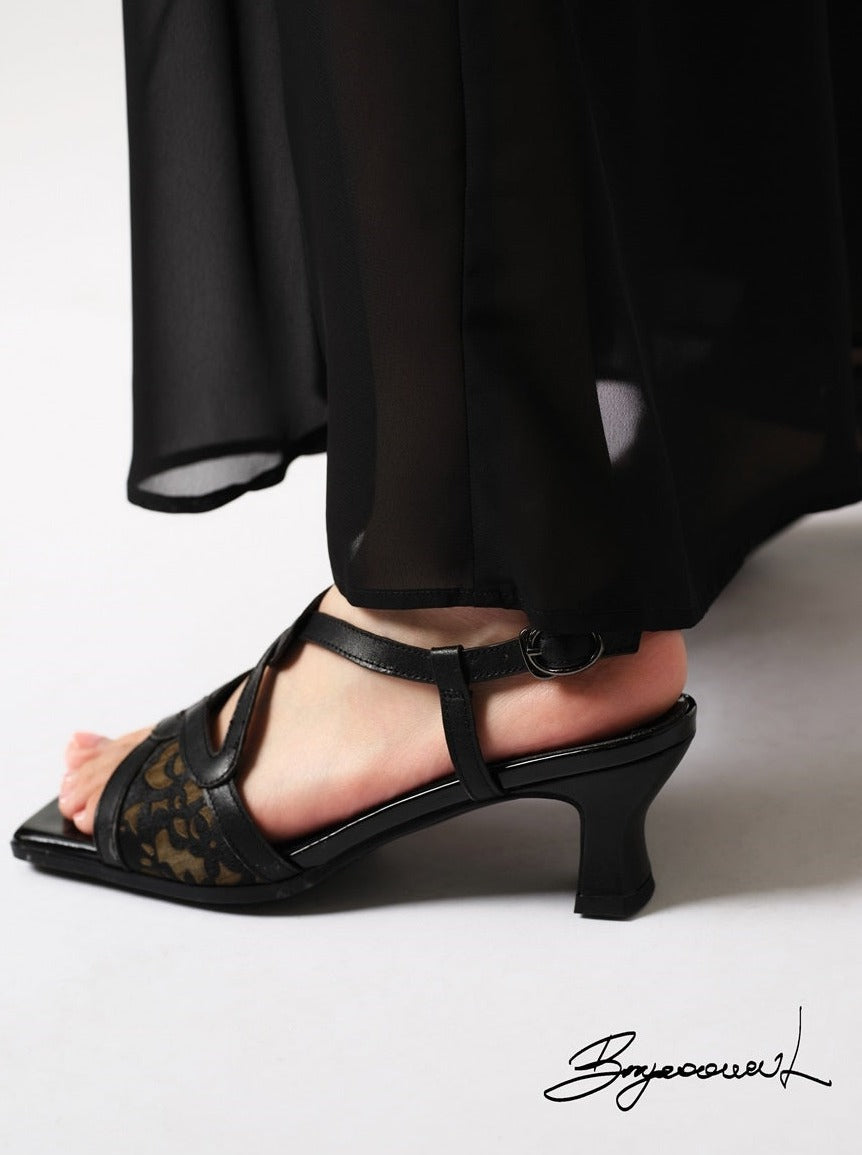 Low-heel Elegant Square-toe Sandal