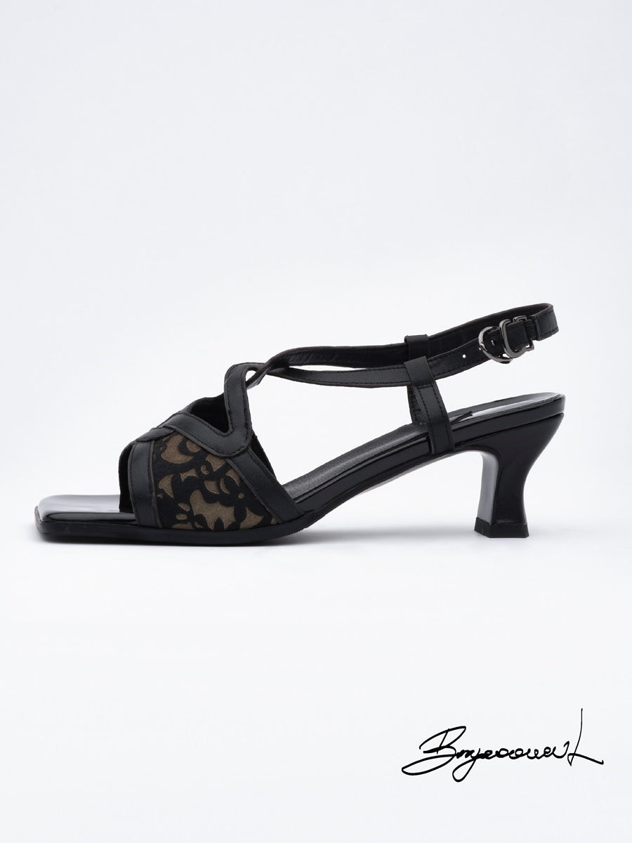 LOW-HEEL ELEGANT SQUARE-TOE SANDAL