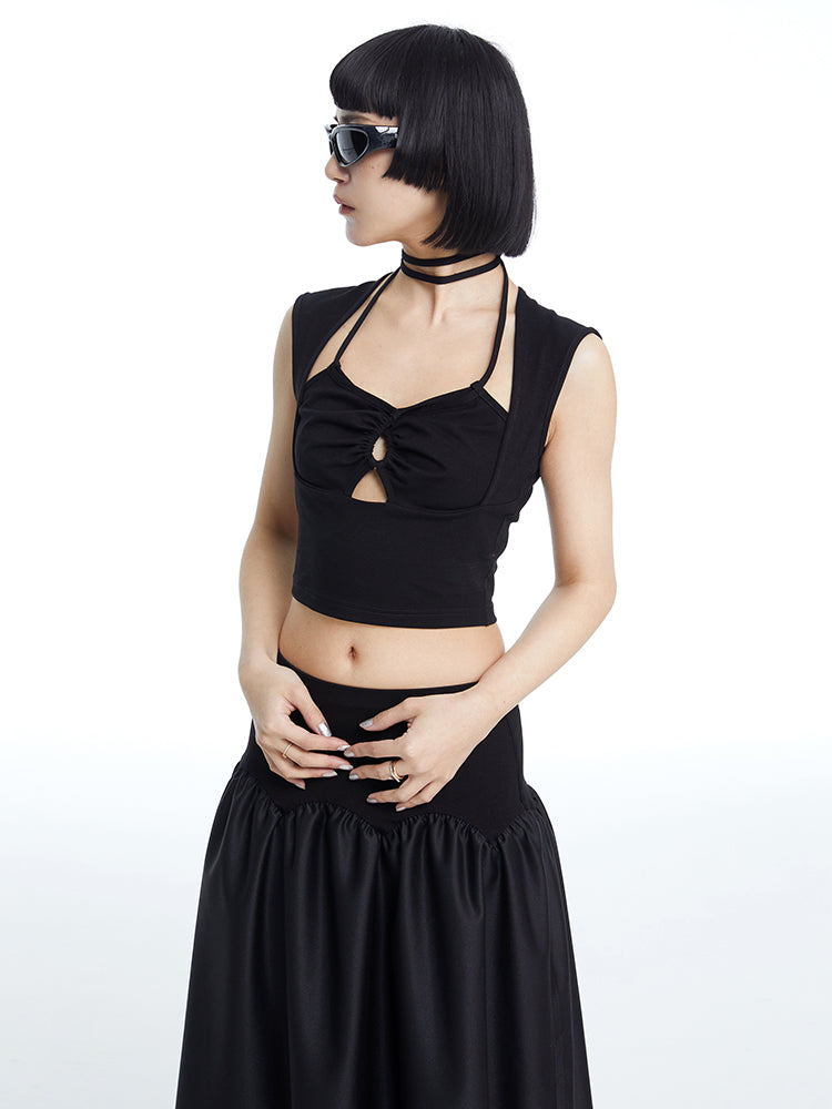 Cropped Halter-Neck Tight Cool Tops