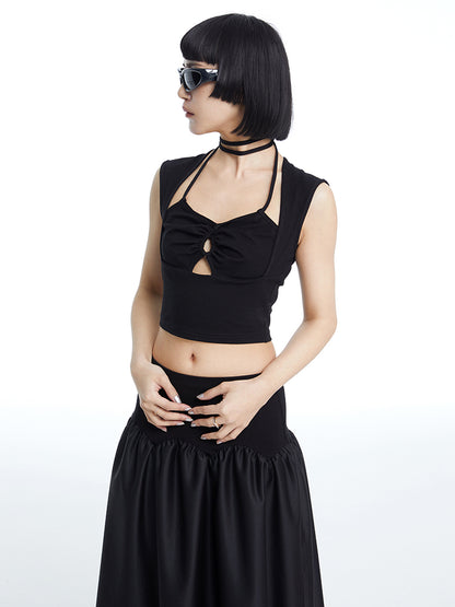 Cropped Halter-neck Tight Cool Tops