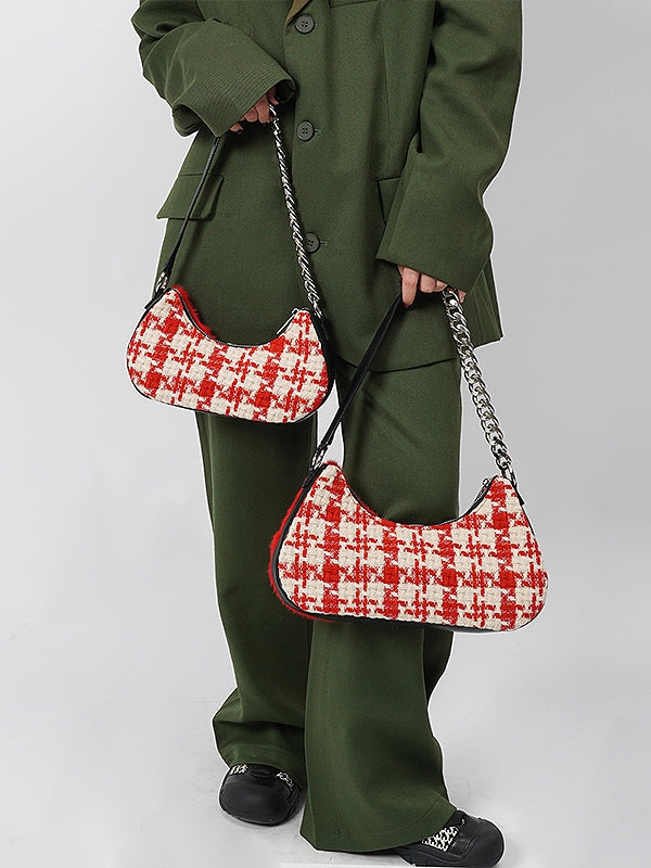 Retro -Hand -Schulter -Plaid -Tasche