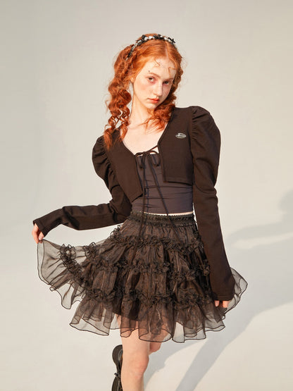 Tulle Ciffon Tiered Short Fluffy Skirt