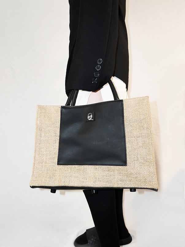 Jute Square Large Tote Bag