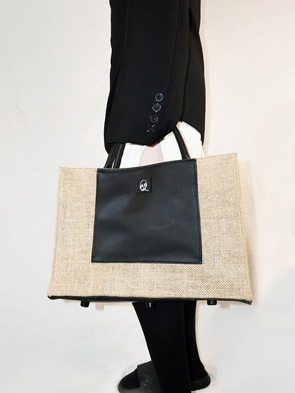 Jute Square Large Tote Bag