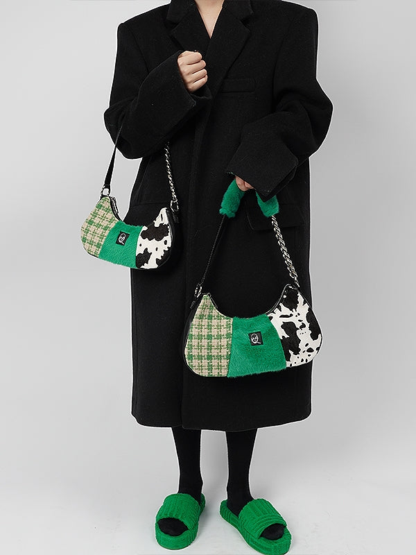 Retro Shoulder Animal Hnad Plaid Bag