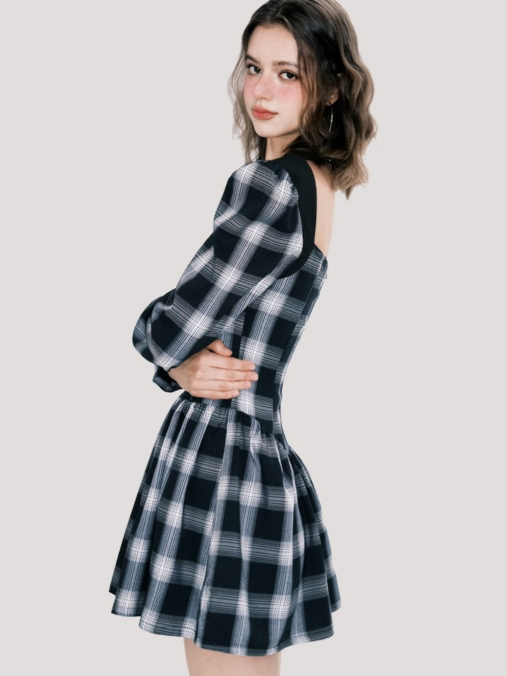 Plaid Girly Flare Retro One-piece