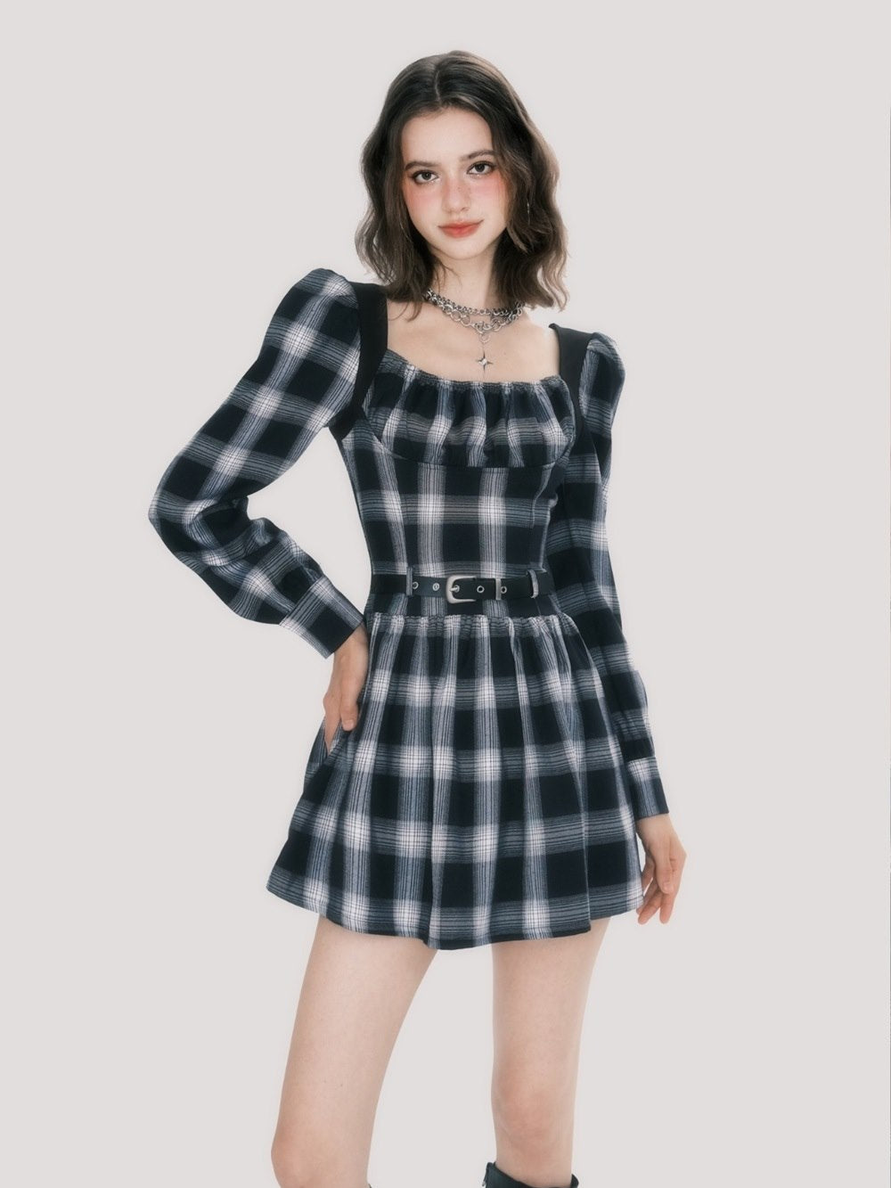 Plaid Girly Flare rétro une pièce