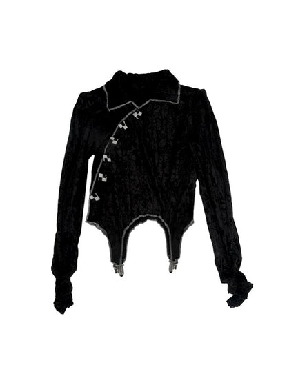 Gothic Retro Lace Velvet Irregular Cutsew