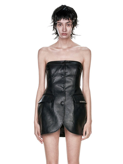 Set-up Cool Leather Jacket＆One-piece